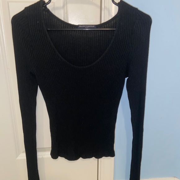 Brandy Melville fitted ribbed black long sleeve top - Picture 5 of 8